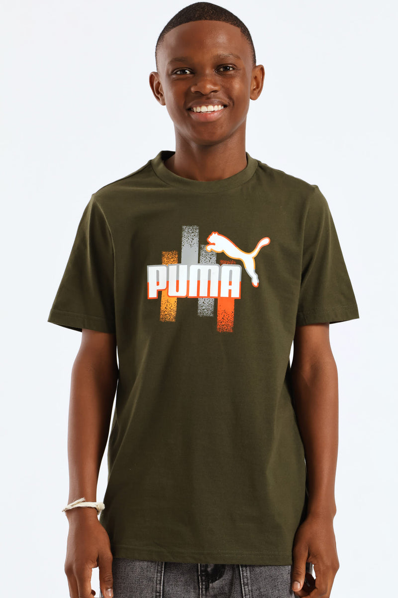 Boys Splash Print Tee - Olive