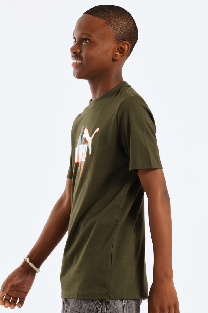 Boys Splash Print Tee - Olive