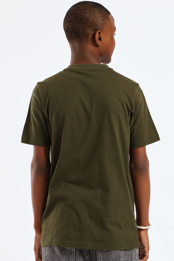 Boys Splash Print Tee - Olive