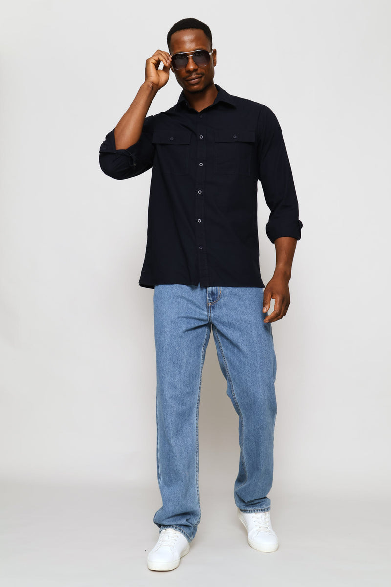 Stonewash Rigid Straight Denim - Stone