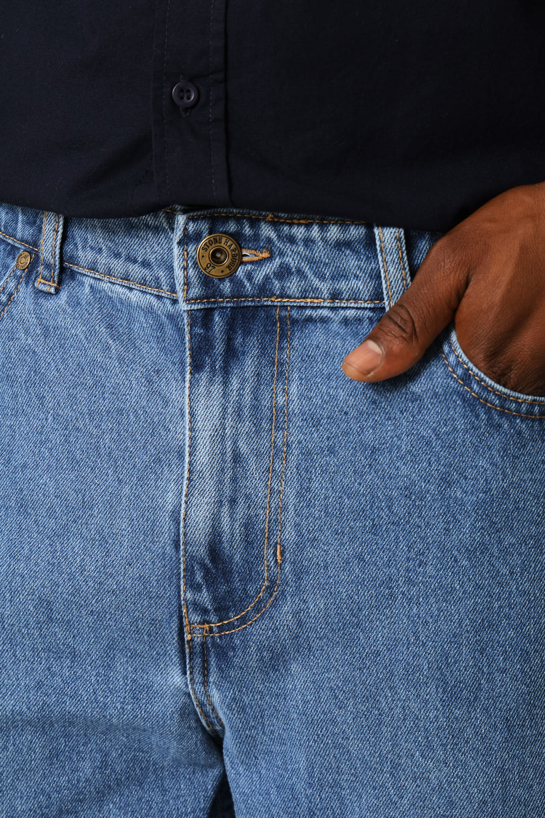 Stonewash Rigid Straight Denim - Stone
