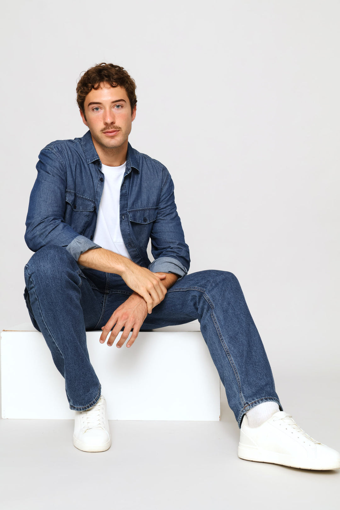 Rigid Straight Denim Jean - Dark Blue