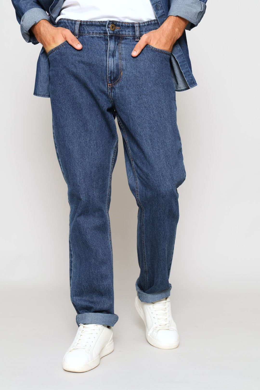Rigid Straight Denim Jean - Dark Blue