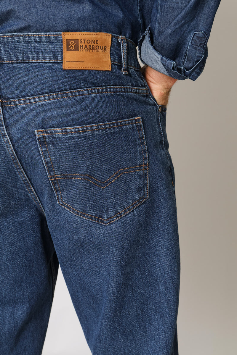 Rigid Straight Denim Jean - Dark Blue