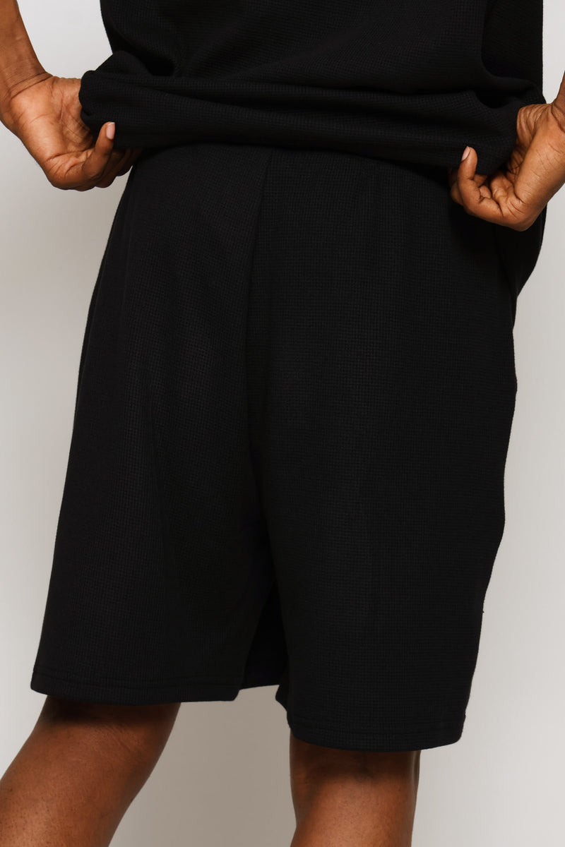 Caleb Waffle Shorts - Black