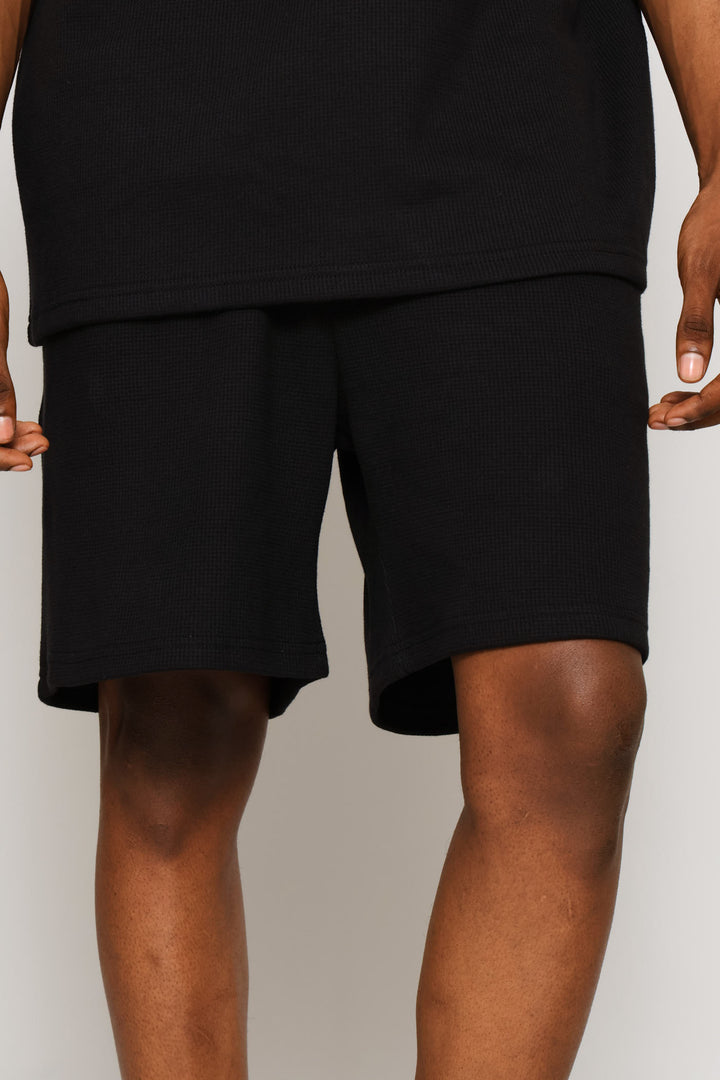 Caleb Waffle Shorts - Black