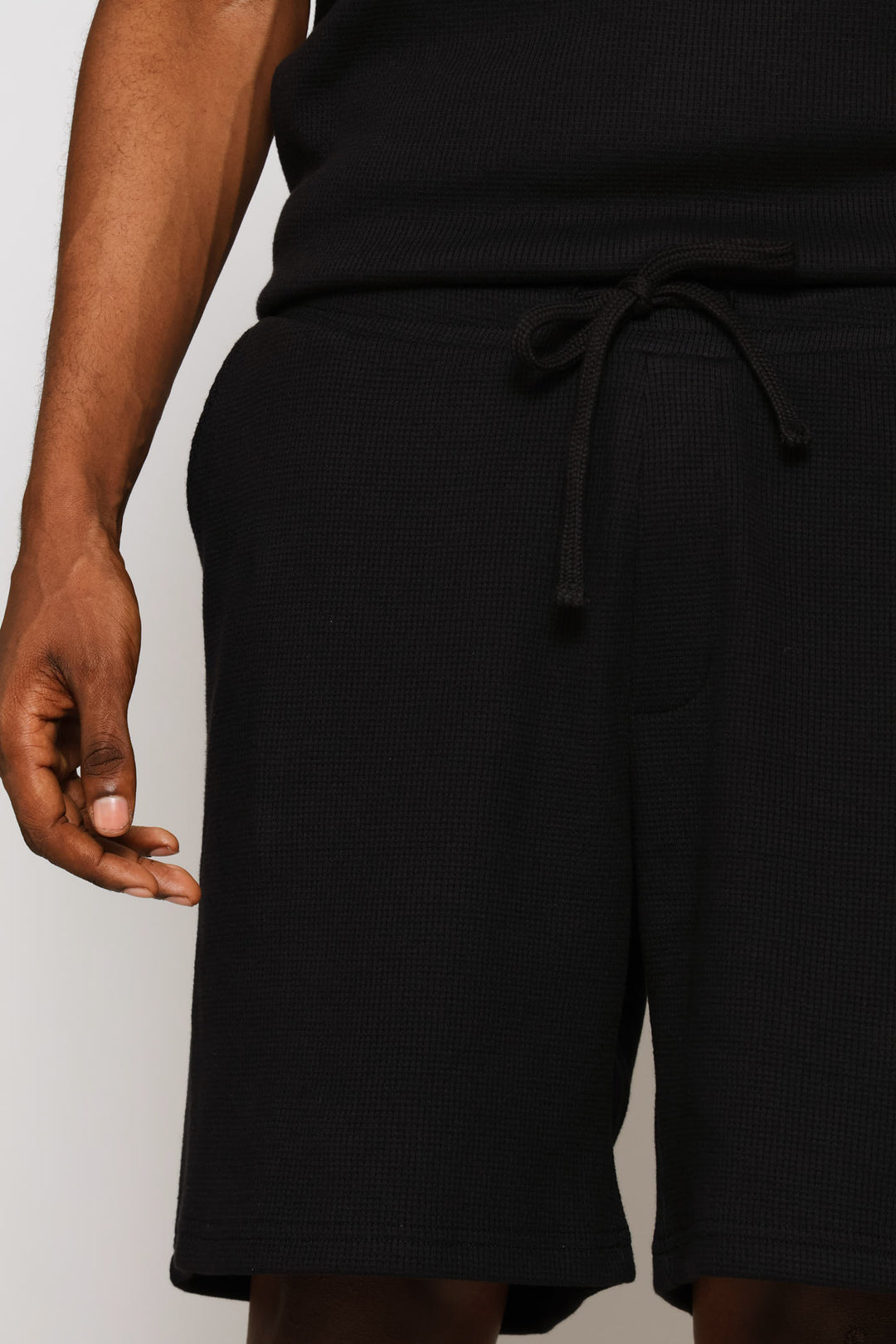 Caleb Waffle Shorts - Black
