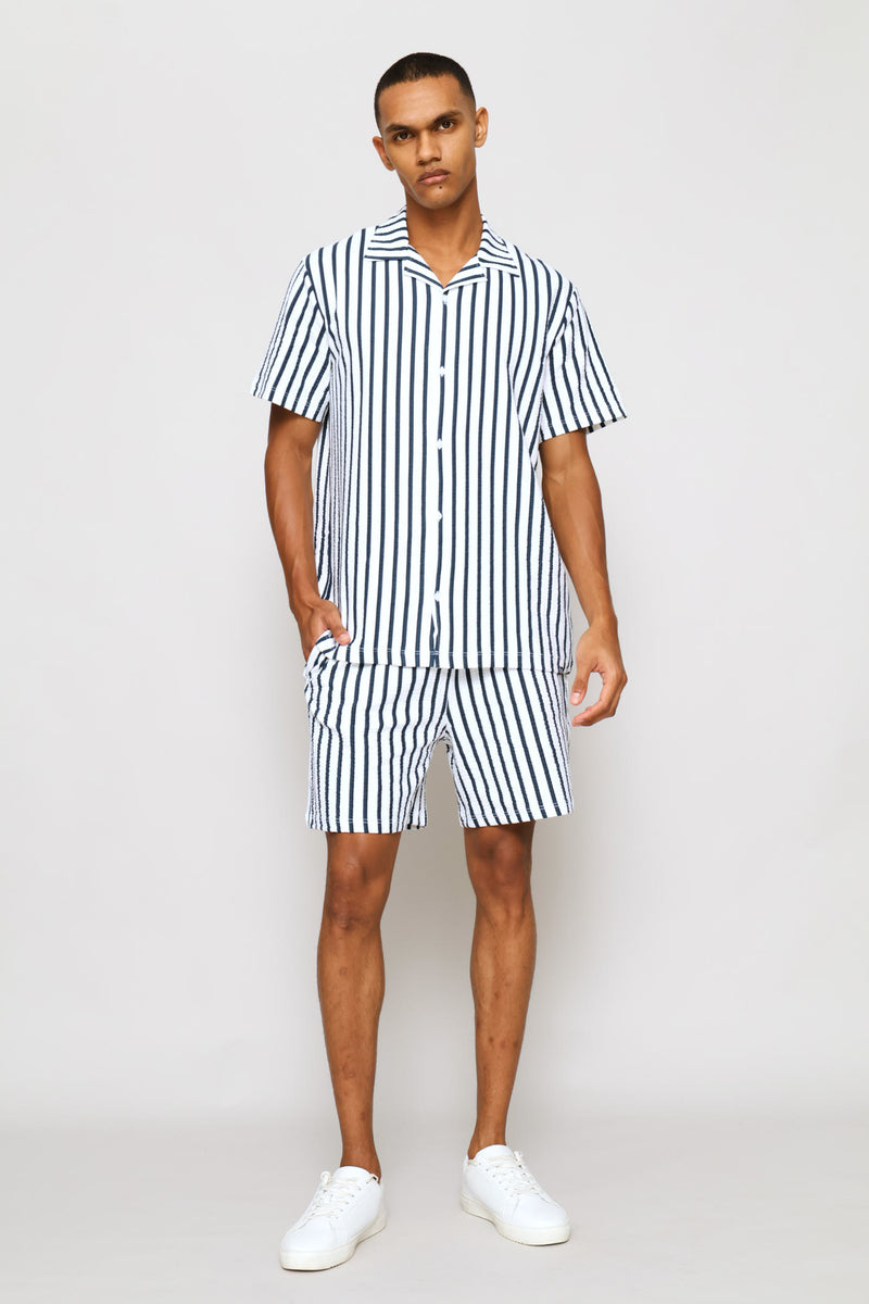 Seersucker Shorts - Bright Blue/White