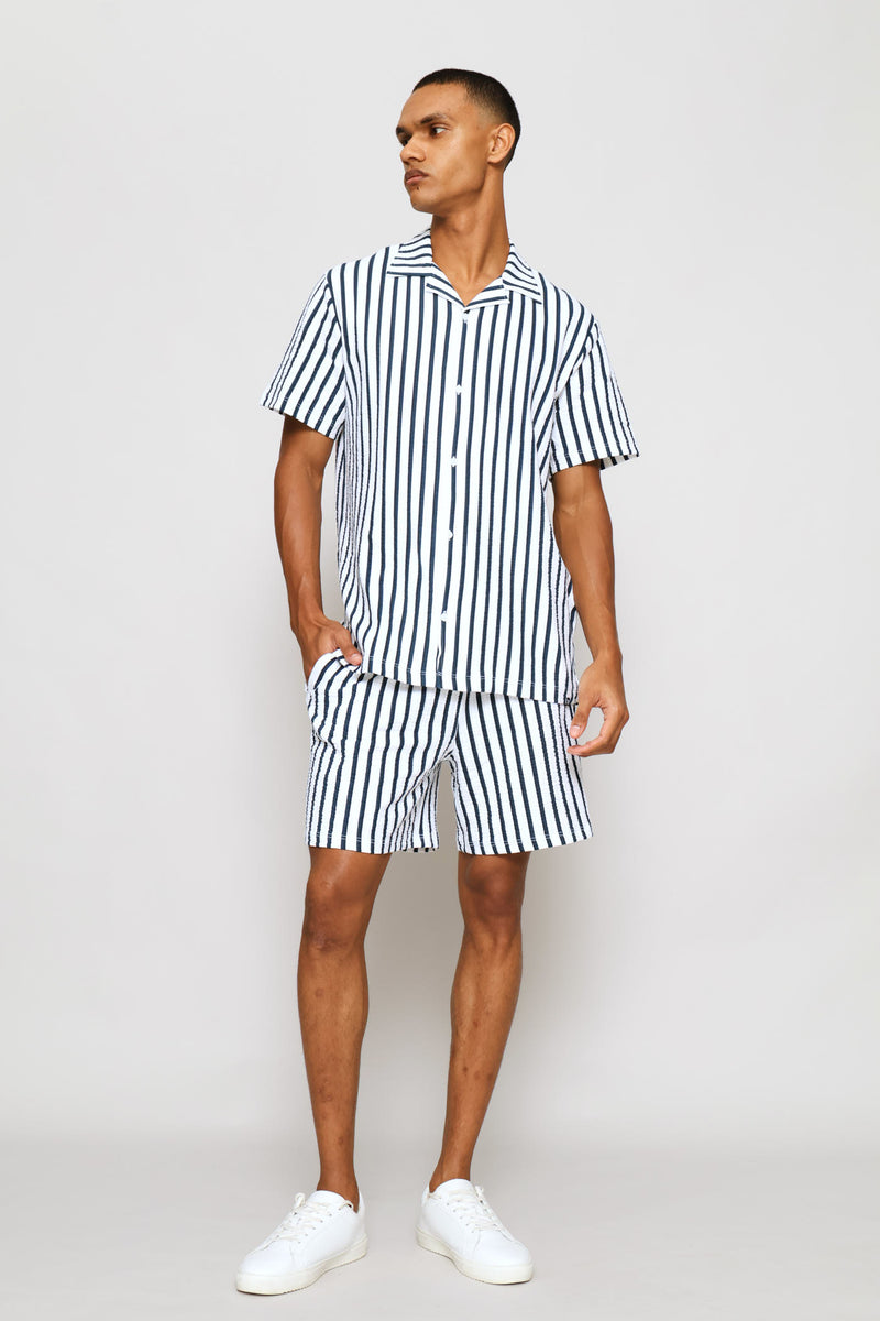 Seersucker Shirt - Bright Blue/White