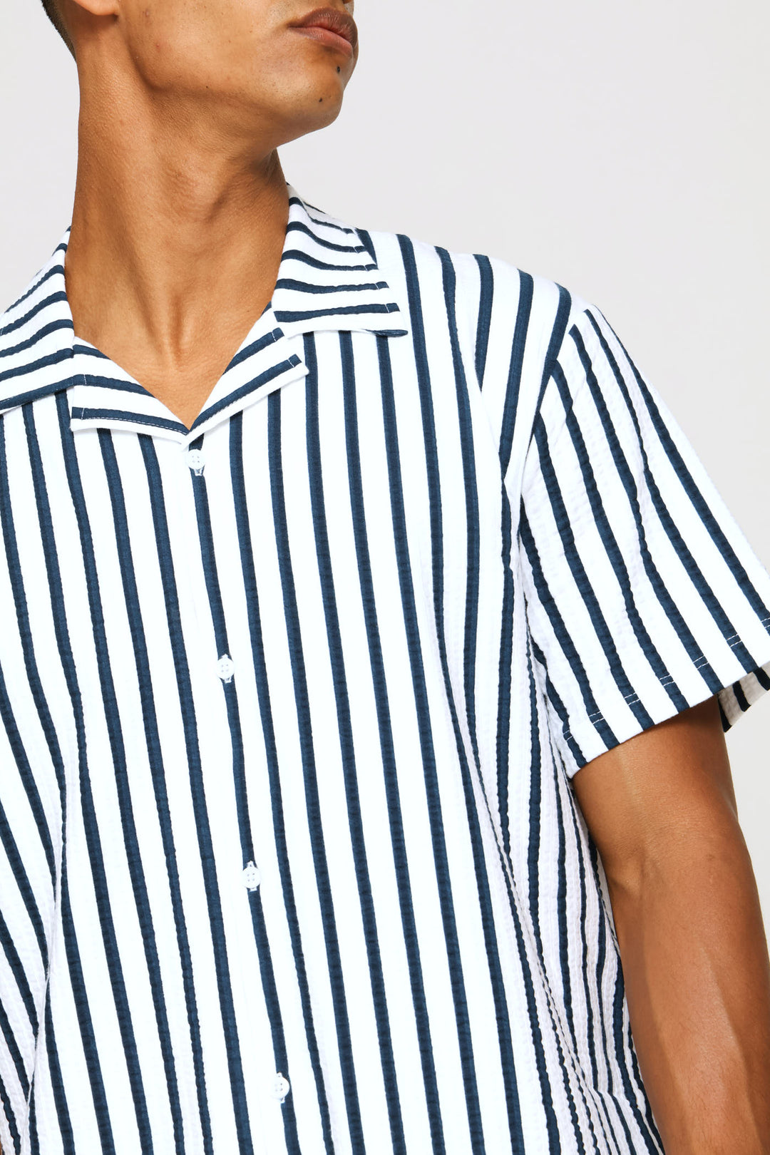Seersucker Shirt - Bright Blue/White