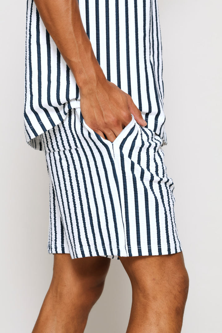 Seersucker Shorts - Bright Blue/White