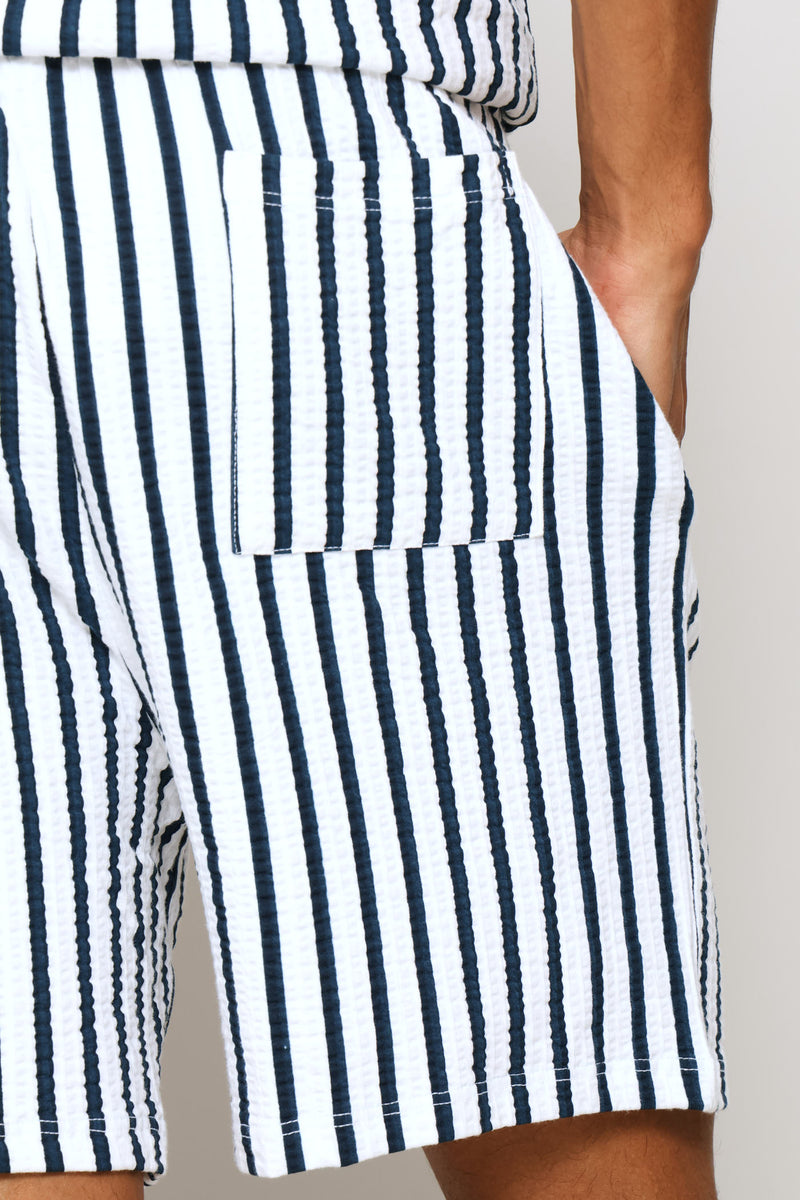 Seersucker Shorts - Bright Blue/White