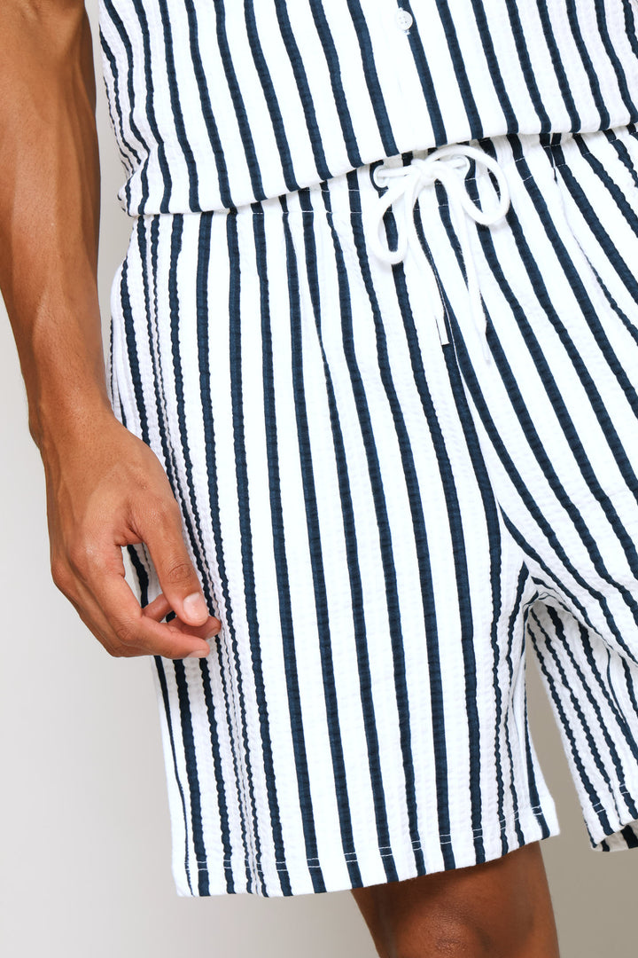 Seersucker Shorts - Bright Blue/White
