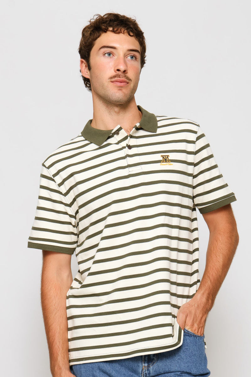 Heavy Weight Striped Golfer - Fatigue/Cream