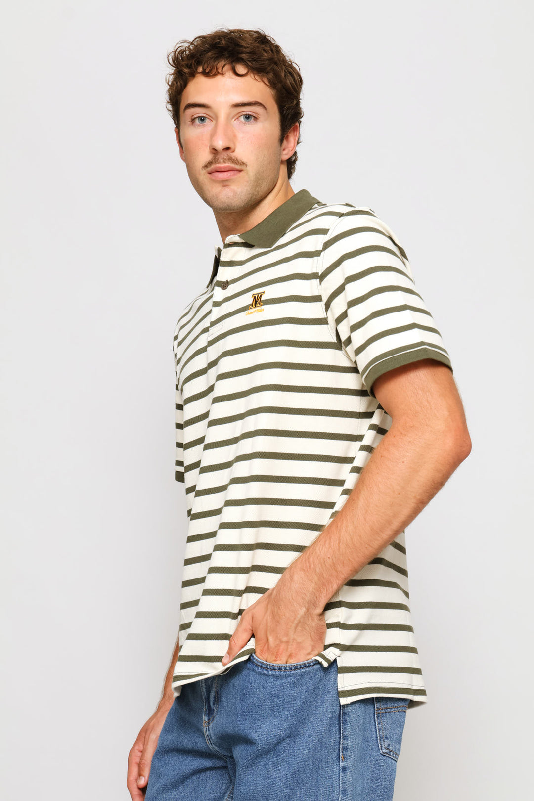 Heavy Weight Striped Golfer - Fatigue/Cream