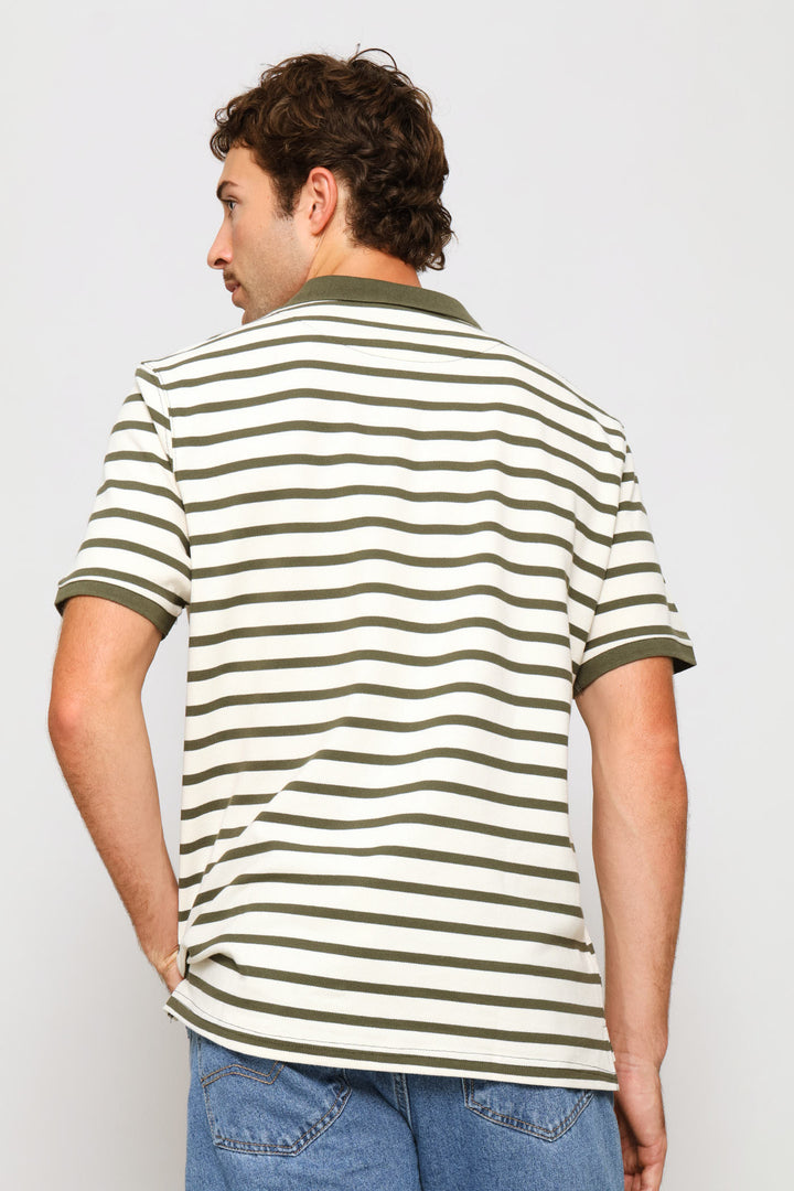 Heavy Weight Striped Golfer - Fatigue/Cream