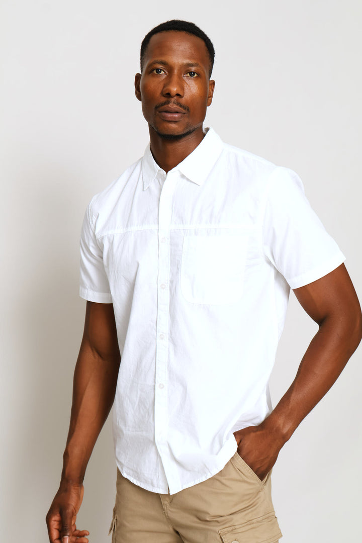 Panel Poplin Shirt - White