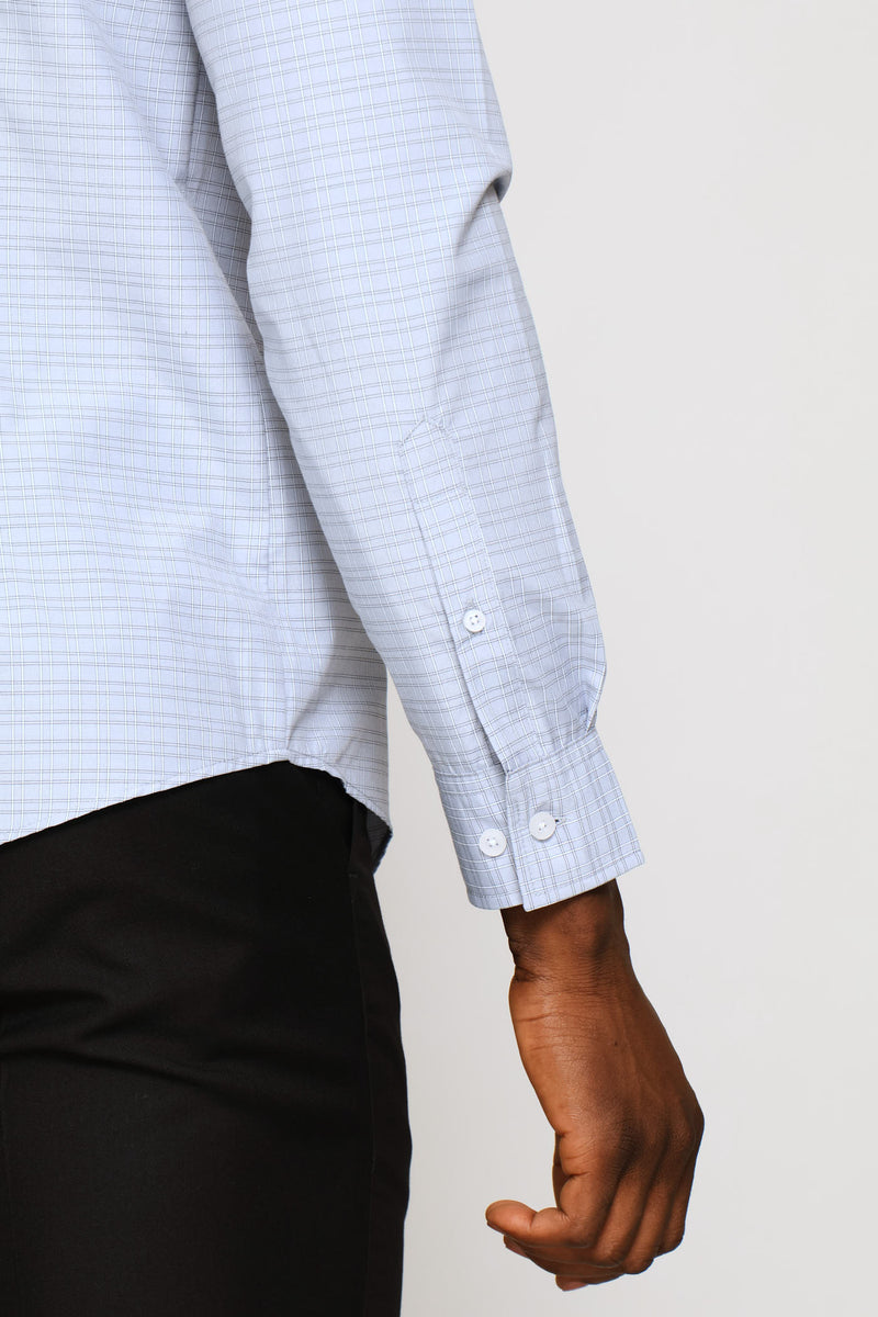 Slim Check Textured Shirt - Blue Grey