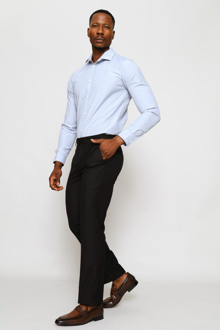 Slim Check Textured Shirt - Blue Grey