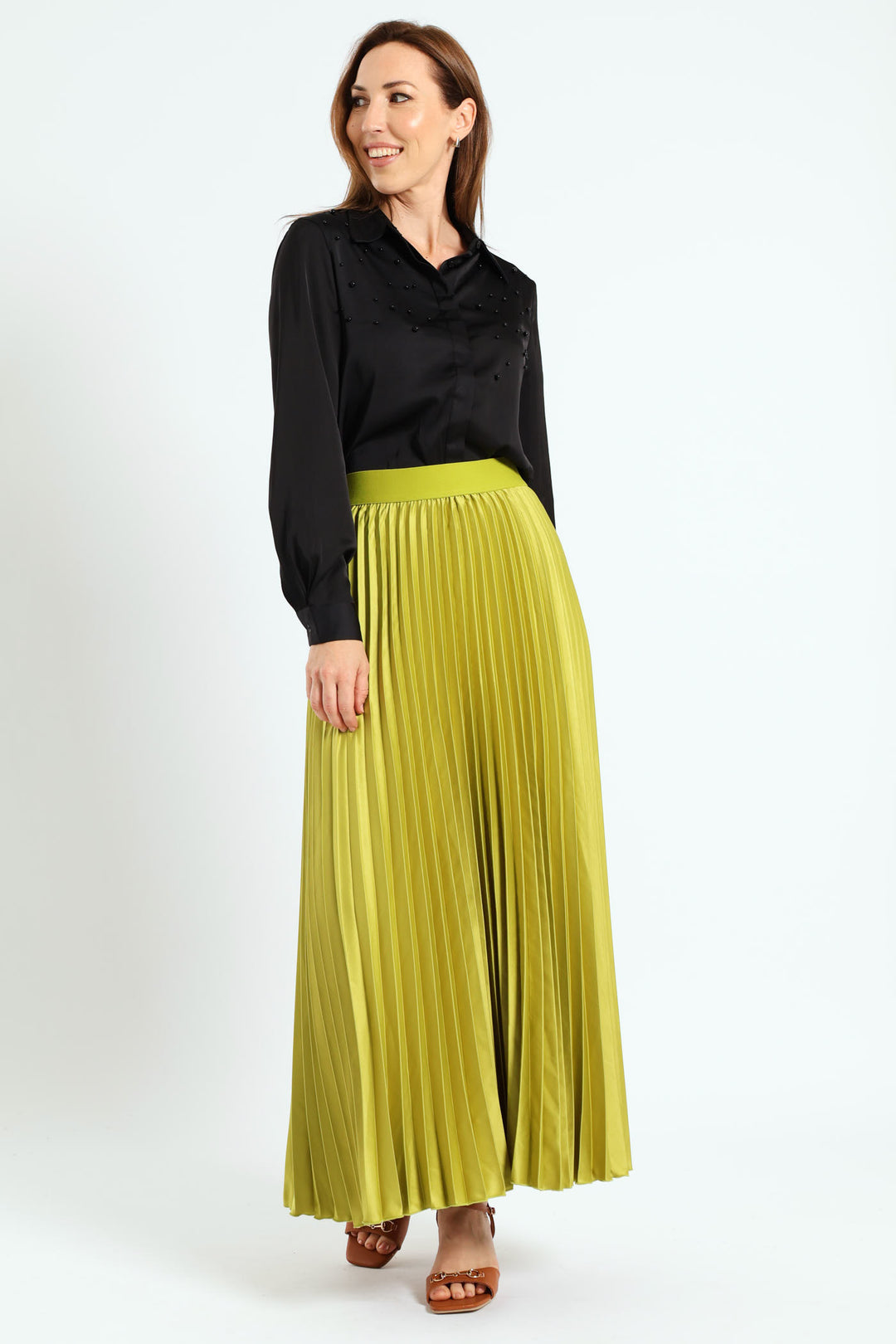 Long Sleeve Pearl Jewel Shirt - Black