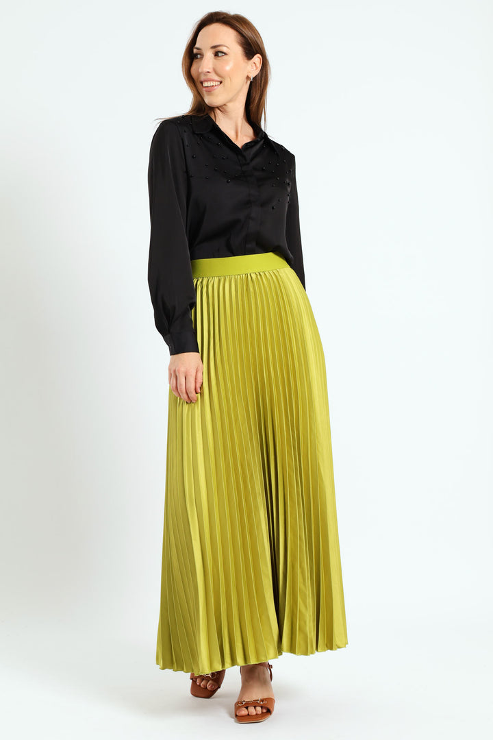 Long Sleeve Pearl Jewel Shirt - Black