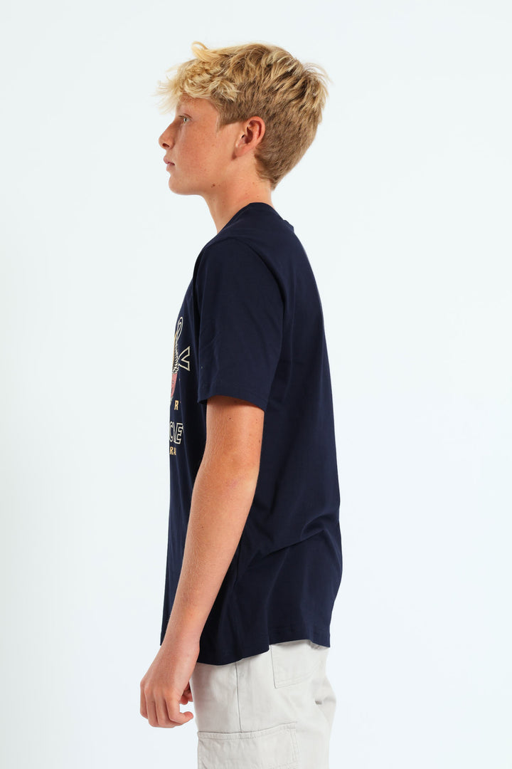 Boys Racing Crew Tee - Navy