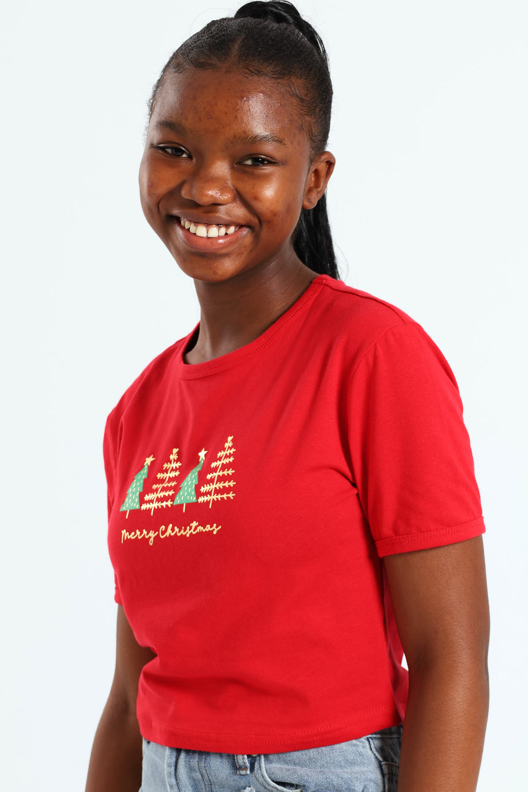 Girls Christmas Ringer Tee - Red