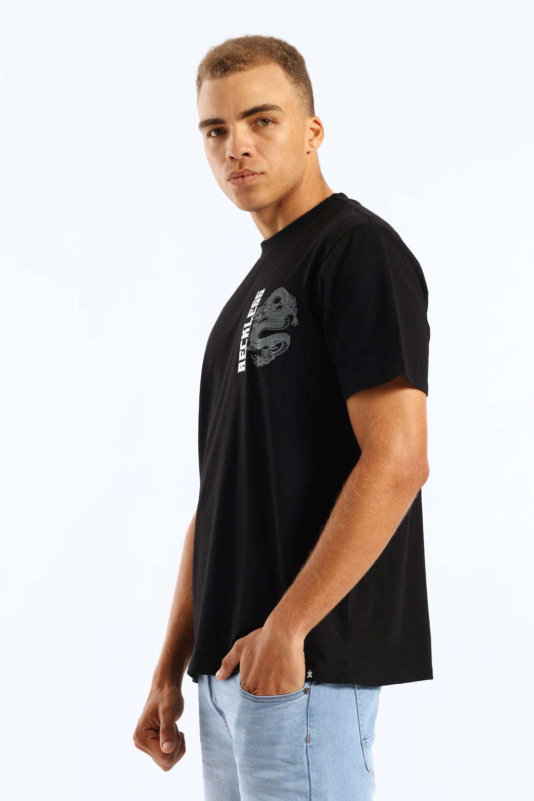 Dragon Front & Back Print Tee - Black