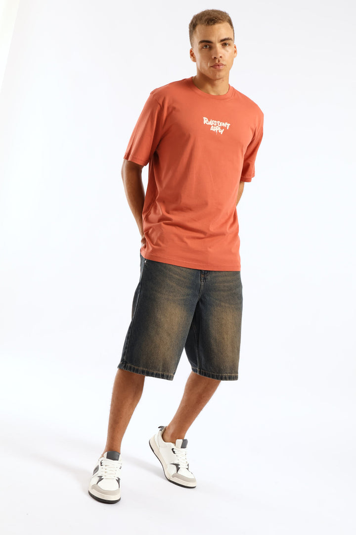 Rules Front & Back Print Tee - Dark Red