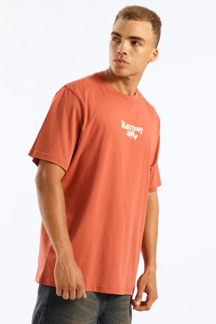 Rules Front & Back Print Tee - Dark Red
