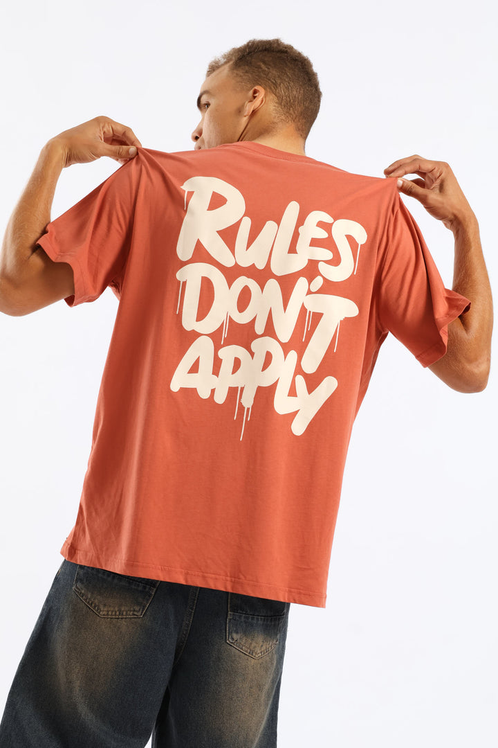 Rules Front & Back Print Tee - Dark Red