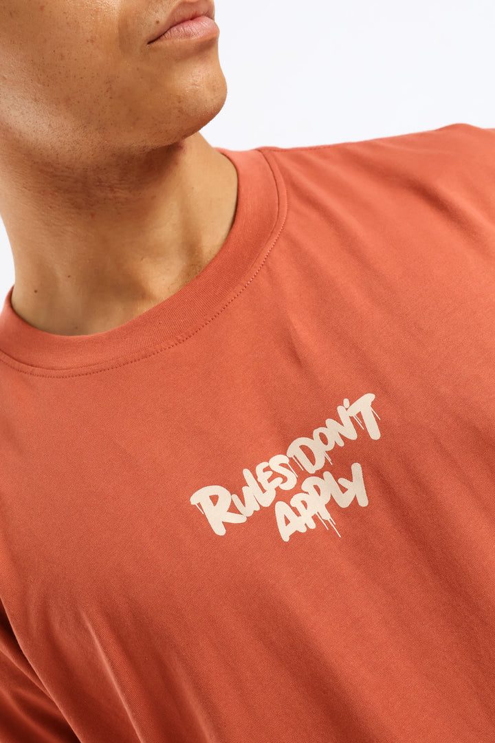Rules Front & Back Print Tee - Dark Red