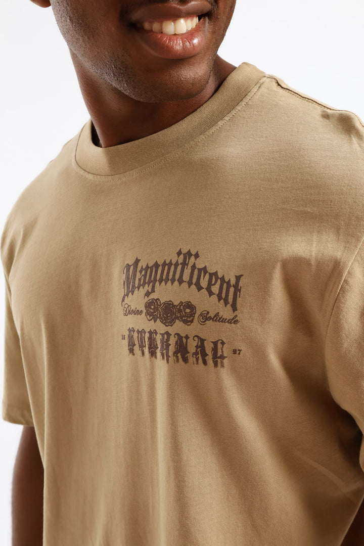 Eternal Front & Back Print Tee - Taupe