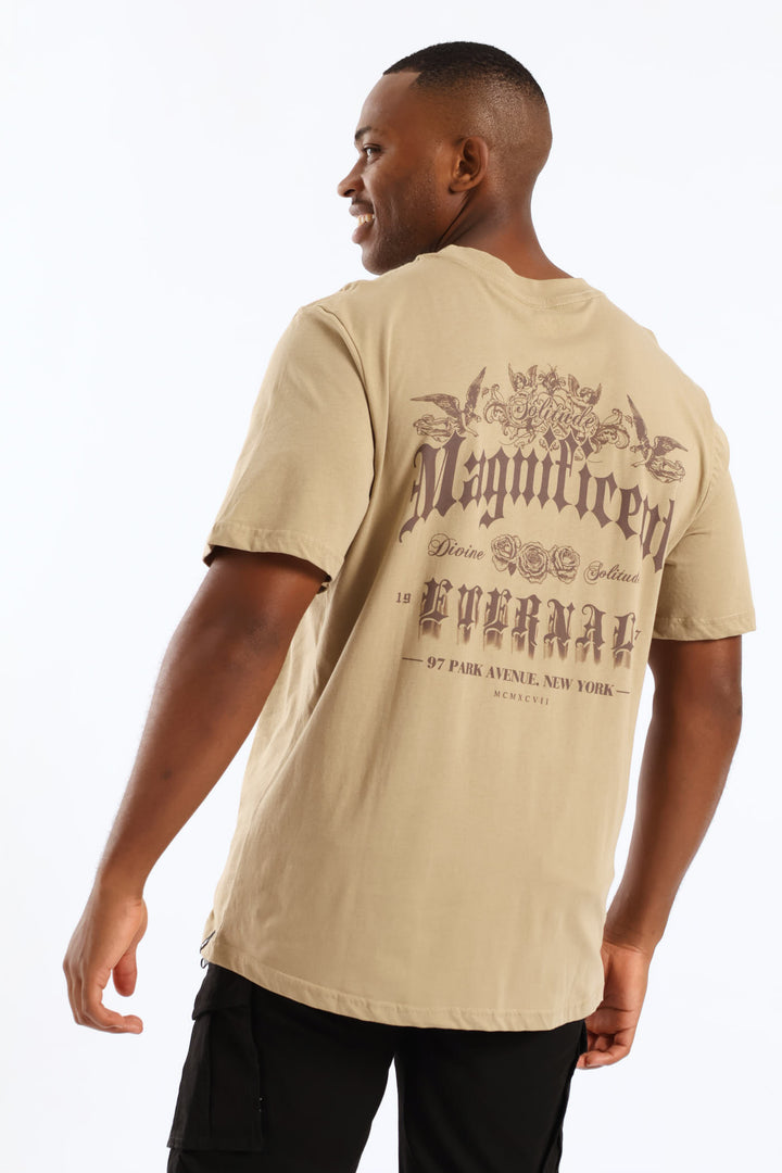 Eternal Front & Back Print Tee - Taupe