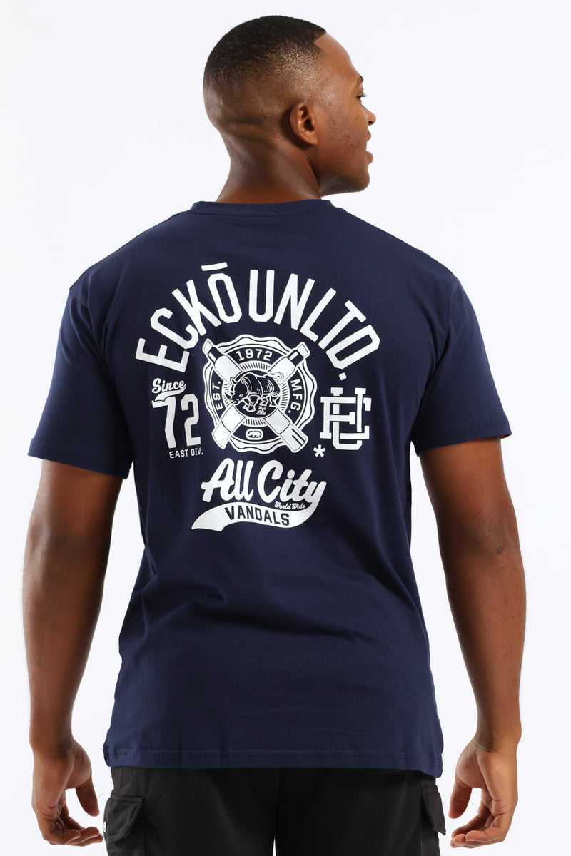 All City Bk Print Tee - Navy