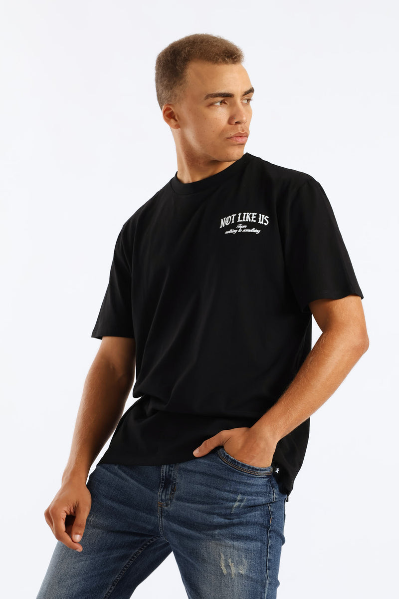 Not Like Us Front & Back Print Tee - Black