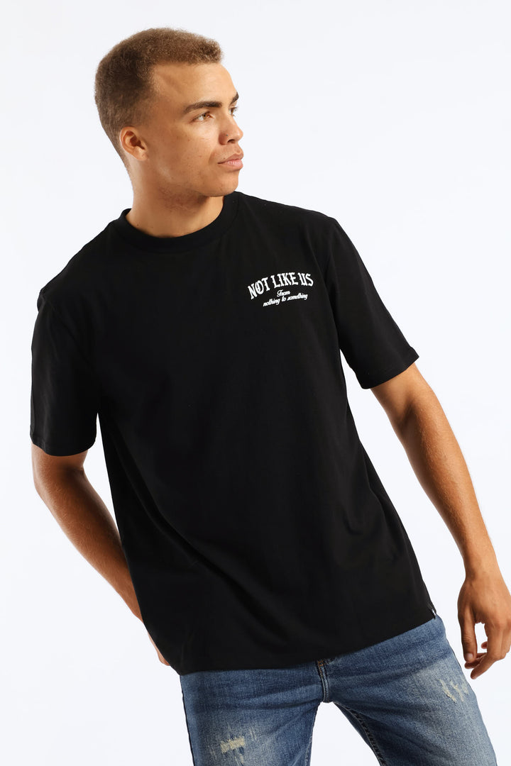 Not Like Us Front & Back Print Tee - Black