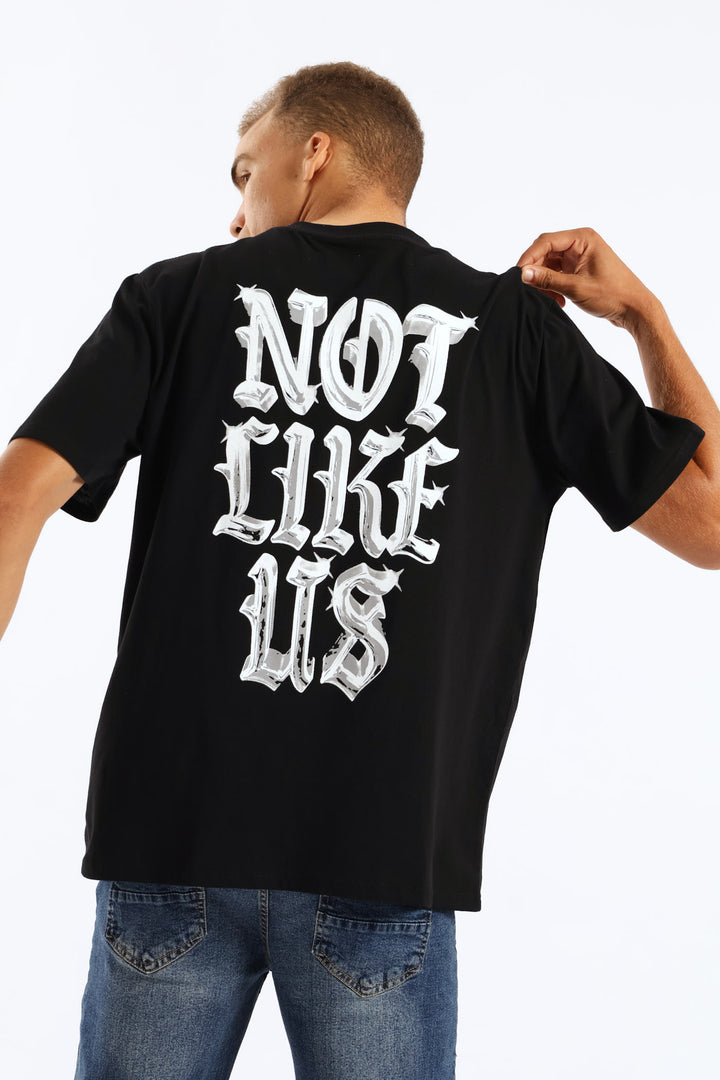 Not Like Us Front & Back Print Tee - Black