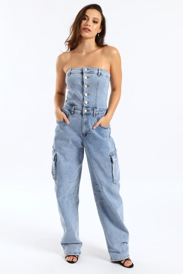 Tube Jumpsuit - Mid Denim