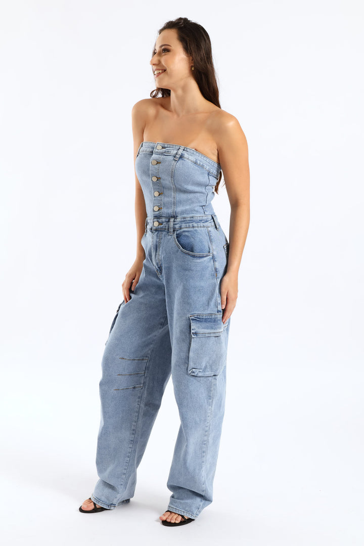 Tube Jumpsuit - Mid Denim