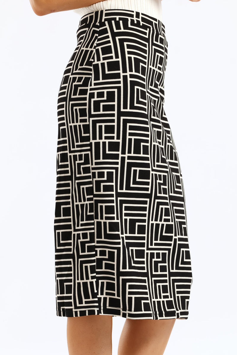2 Pack Basic Career Skirt - Black/White