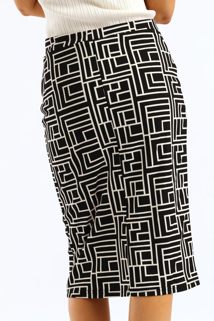 2 Pack Basic Career Skirt - Black/White