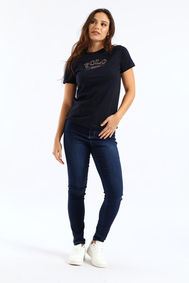 Danica Embroidered T-Shirt - Navy