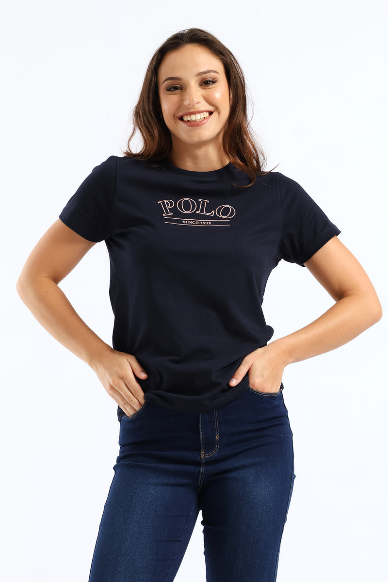 Danica Embroidered T-Shirt - Navy