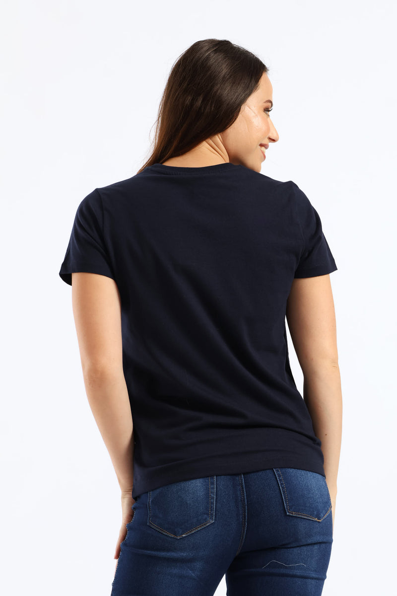 Danica Embroidered T-Shirt - Navy