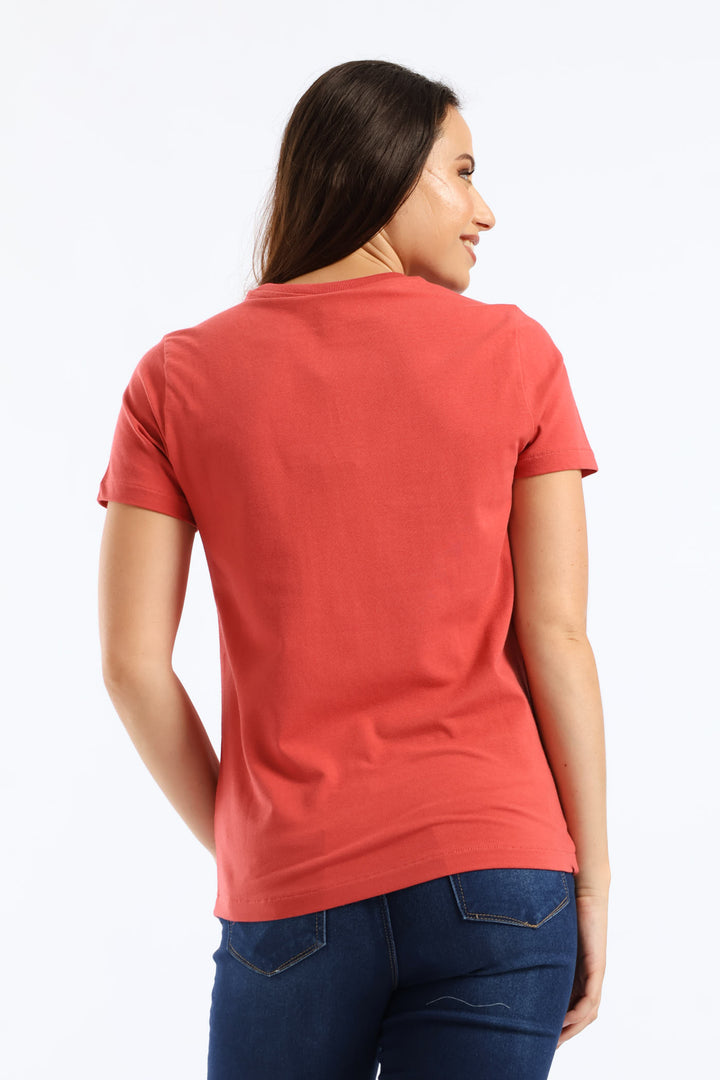 Danica Embroidered T-Shirt - Burnt Orange