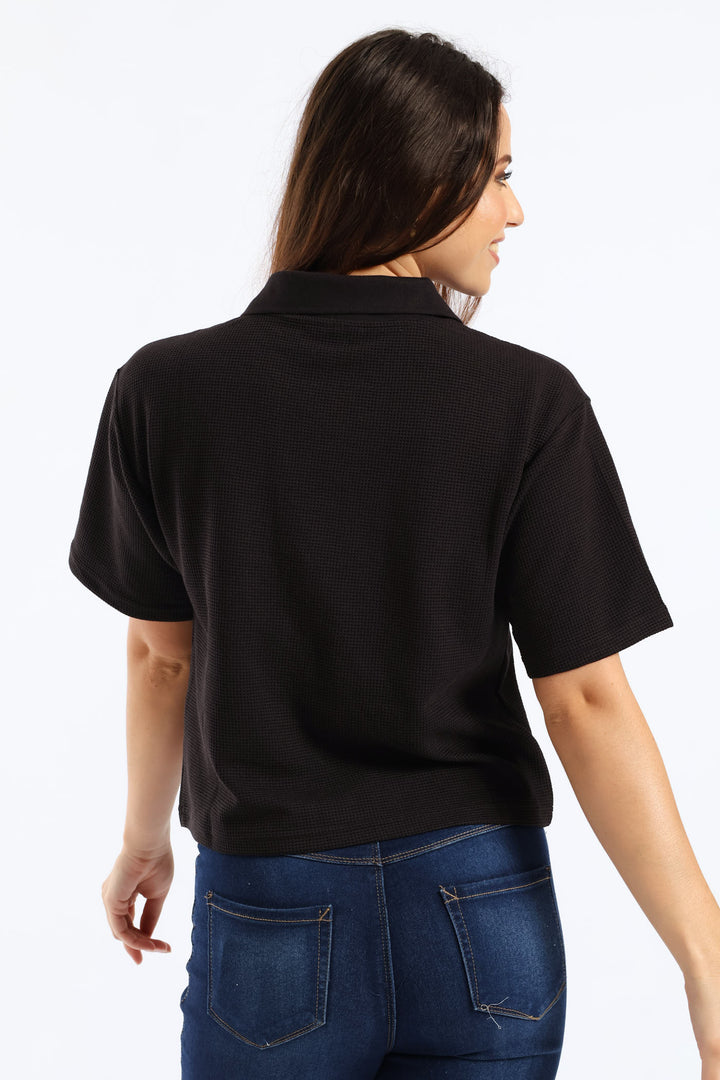 Class Relaxed Pinnacle Polo Boxy Tee - Black
