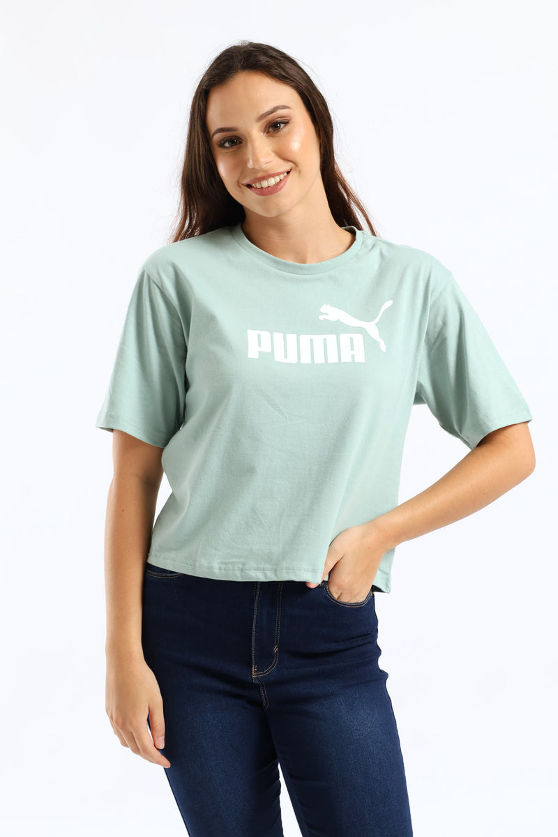 Cropped No. 1 Logo Relaxed Tee - Green