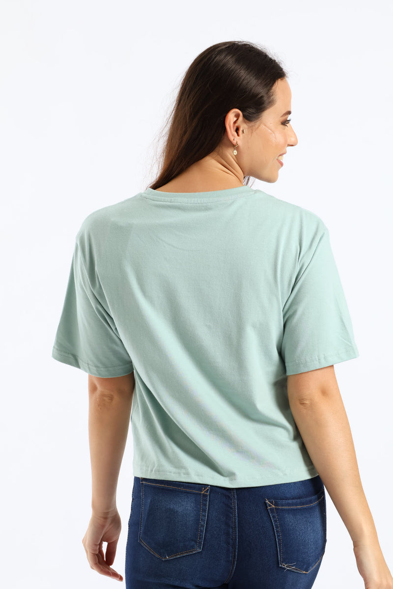 Cropped No. 1 Logo Relaxed Tee - Green