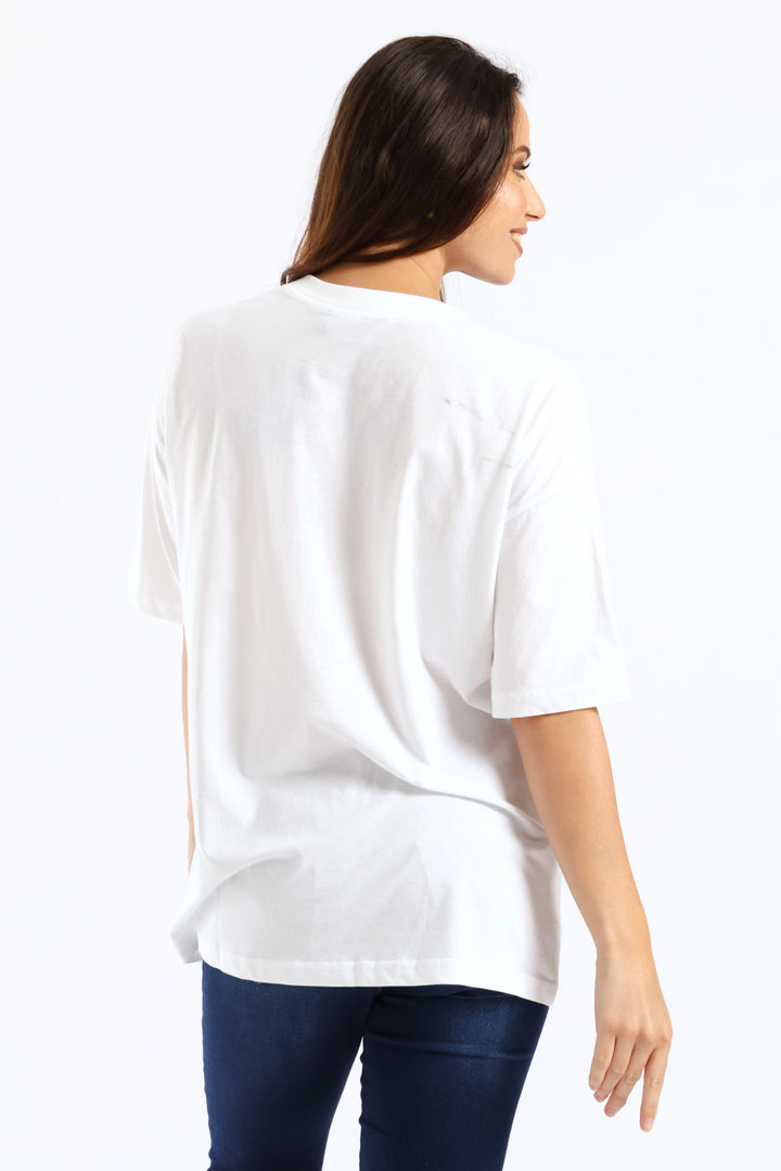 NY Teddy Oversized Tee - White